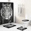 Bath Mats Custom Picture Toilet Set Cover Shower Curtain With Bathroom Non-Slip Rugs Foot Pad Anti-slip Carpet 4pcs/set