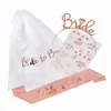 Décoration de fête 1set Rose Gold Bride pour être voile Satin Sash Tattoo Stickers Bandeau Bachelorette Girl Hen Supplies