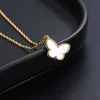 Bijoux de créateurs Luxury Accessoires Vanca Luxury White Agate Snake Os Chain S925 Silver Butterfly Collier Feme Rose Gold Crowd Design High Sense Collier