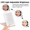 Compact Mirrors New makeup mirror with 10X magnifying glass 72 LED light dressing mirror 3 color light travel mirror compact cosmetic folding mirror d240510