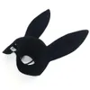 Mask Bunny Long Party Costume Ears Cosplay Pink/Black Halloween Masquerade Rabbit Masks S s