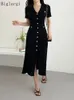 Summer Midi Dress Women Black Bodycon w stylu Korea Ruffle Ladies Sukienki Elegancka moda swobodna sukienka 240513