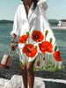 Günlük Elbise Kadınlar İçin Elbise Moda Yaz Çiçek Baskı Bölünmüş Hem Kavacı Yaka Gömlek Plajı Zarif Bohem Şeysiz Parti