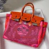 12a spiegelkwaliteit luxe klassieke designer tas vrouw handtas echt lederen patchwork krokodil alle handgemaakte 25 cm oranje creatieve kleur botsing ontwerppas