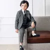 Pakken Flower Boys Solid Jacket Vestbroek 3 stks kleding set Gentleman Kids Wedding Pak Kinderen Performance Tuxedo Dress