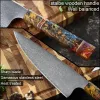 Kockkniv Kök Knife Claaver Butcher Knife Japanese Damascus VG10 Steel Octagonal Stabiliserat trähandtag Skarp kokkniv
