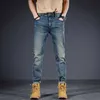 Nostalgisk trendig varumärke tungt hantverk ungdom tvättar jeans vår män ljus lyx hög kvalitet casual byxor