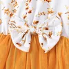 Robes de fille robe pour enfants 4 à 7 ans d'anniversaire à manches courtes mignonnes floral jaune archet princesse robes formelles ootd pour bébé girll240513