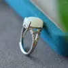 Cluster Anneaux Natural Hetian Jade Ring Gemstone Placing Silver Placing Placing for Womens Beauty Jewelrys Bijoux Femme