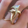 Кластерные кольца Huitan Luxury нерегулярная волшебная ведьма кольцо супер крутые аксессуары гаджет золотой поворот в извилистых ювелирных украшениях личность