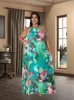 Plus -Size -Kleider elegante Mode Plus Size Kleid 2022 Neues Tintenmalerei Slveless Party Kleid sexy Langrock Großhandel Drop Versand Y240510