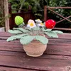 Fiori decorativi all'uncinetto piante in vaso a fragole artificiale Flowrs bonsai Regali originali fatti a mano per madre/moglie tavolo da casa/ufficio