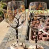 Four Seasons Tree Wine Glass Printing Creative Glass a gambe lunghe Coppa di birra Vino Cocktail di vetro di grande capacità Set 240510