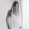 Bijoux de cheveux de mariage longs voiles nuptiales avec fard à joues 2 niveaux Veil de mariage couverture avant et arrière en tulle doux orné de perles Accessoires de mariage vp13