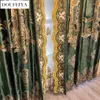 Rideau taille personnalisée européen brodé vert de luxe de luxe rideaux pour la chambre à coucher de chambre à coucher en tulle épaississeur