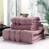 Toalha Tuedio 3-Pieces Color Solid Cotton Set Bath para adultos Face toalhas de bambu Banheiro de banheiro em casa El Uso