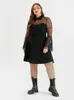 Plus -Size -Kleider plus Größe Kleidung Floune Slve Mesh Kleid für Frauen Cosplay Comes Hallown Kleid Frauen Hexenkleider Y240510