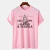Erkek Tişörtleri Tuz Kireli Tequila Komik İçme T Shirt Kadınlar Kısa Slve Sevimli Alkol Tişörtleri Kadın Hippi Vintage Western Graphic Ts TOP T240510