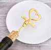 Stock Gold Wine Opener Stopper Love Set Geschenkdoos Elegante hartvormige flesopeners Curkentrekker Champagne Valentijns -bruiloft Souvenir Gifts Party Favor fy5947