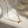 Hangende kettingen minar boho regenboog kralen strass streng kralen kettingen voor vrouwen 14k gouden pvd vergulde roestvrij staal niet -tarnnaal chokers