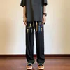 Calça masculina estilista coreana graffiti calça de moletom harajuku gelo seda as calças de perna larga masculina masculina madeira moda moda feminina feminina