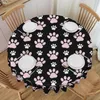 Table Cloth Round Oilproof Pretty Pattern Of Pink Paws Cover Cute Animal Dog Lover Tablecloth For Dining 60 Inches