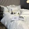 Bedding Sets 50 4pcs King Size Tribute Silk Comforter Set Brief Grey/white/bule/coffee Color Duvet Cover Bed Sheet