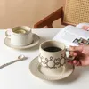 Mugs Coffee Cup en Saucer Set Japanese stijl Retro Creative Latte Home Ceramic Tea Exquisite Mug Design Water Container