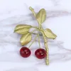 Brooches European And American Designers Have The Same Plant Series Sweet Fresh Green Leaves Red Cherries Versatile
