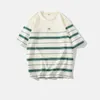 Herren T-Shirts Sommerrunde Hals Mode Kurzarm T-Shirts Man High Street Striped Kontrastfarbe Patchwork Pullovers Casual Lose Y2K