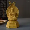 Dekorativa figurer Solid trästaty av tusen hand guanyin på lotus terrass trä snidade Buddha hemdekoration feng shui