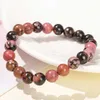 Bracelets de charme jd Stone Natural Ligne noire rouge RhodochroSSOSS Perles Bracelet Femmes Charmes Yoga Méditation Amulet Brangles Bangles Bijoux Vintage Y240510