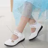 Sandalen 2018 Neue elegante Prinzessin PU Leder Sandalen für Kinder und Mädchen Hochzeitsfeier Perlen SchuheSL240510