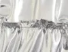 Saias Suninheart Summer 2024 Textura de metal de prata feminino Comprimento médio de altura da cintura A-line Slim Grande Salia Bolo