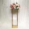 Candle Holders 12pcs)Square Wedding Metal Gold Flower Vase Column Stand For Centerpiece Decoration Yudao1080