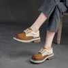 Casual Shoes Koznoy 5cm Cow Genuine Leather Moccasins Summer Autumn Spring Women Flats Round Toe Lace Up Mixed Color Vulcanize Fashion