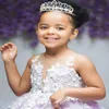 2021 Lilac Lace Pearls Flower Girl Robes Sheer Neck Ball Robe Tulle Lilttle Kids Birthday Pageant Merddding Robes ZJ0465 286T