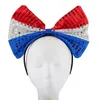 Feestdecoratie 20 stcs Sequin Patriotic Bowknot Hoofdband 4 juli Tie Bow Hairband voor Celebration Parade Independence Day Kerstmis