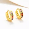 Boucles d'oreilles cerceaux en gros --- xp petit zircon carré de 10 mm multicolour pour femmes bijoux de mode or plaqué 24 k