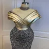 2021 Plus -storlek arabisk aso ebi glittrande sexig pärlstav promenad klänningar hög nackmantel sequined kväll formell parti andra mottagnings klänningar zj 329i