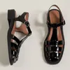 Chaussures décontractées Drestrive Patent Cuir bas Talons 2024 Été Femmes Sandales Toe Boucle noire Taille 40 Vérir