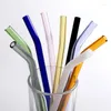 Drinking Straws Reusable Glass Set With Cleaner Brush Multi-Color Eco Friendly Milk Drinkware Bar Party Accessories