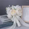 Dekorative Blumen weiße Seidenverzierung Handheld Handwerkdekoration für Hochzeit Valentinstag Party
