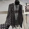 Blouses pour femmes Streetwear 3D Flower Lace-Up Polka Dot Tash Ladies 2024 Spring Elegant Black Mesh Sun Protection Blouse for Women