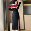 Casual Dresses Long For Women Split Sticke Robe Bodycon Evening Maxi Clothes Sexy Daring Over The Shoulder Woman Dress Thick V938