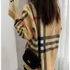 스웨터 여자 가을 라운드 목 줄무늬 fi lg 슬리브 여성 고급 자카드 카디건 뜨개질 스웨터 코트 S-XL X9VK#