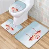 Badmatten Flamingo Muster Toilette Drei-teilige Set Anti Slip Deckeldeckel Badezimmer für