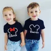 Family Matching T-shirt Mouse Head TShirt Cartoon Dad Mom Brother Sister Tees Baby Rompers Family Trip Outfits Top Tee 240507