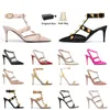 con box womens designer alto tacchi eleganti scarpe tallone sandali rock stallone gattini sandles oro in pelle argento rivetta