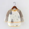 Children's cover up, waterproof long sleeved reverse dressing, baby pure cotton anti dirt bib, male and female dining bag for external wear